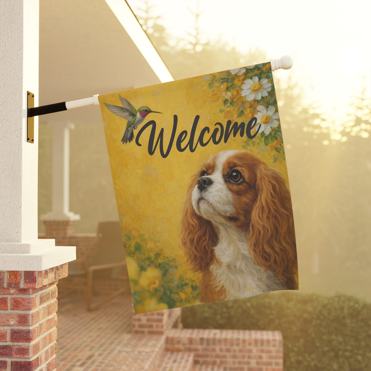 Personalized Cavalier Hummingbird Garden Flag