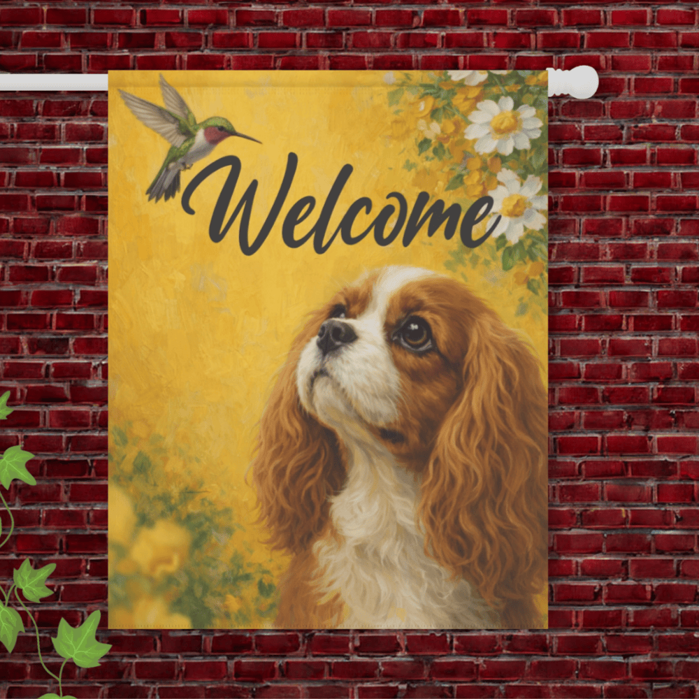 Personalized Cavalier Hummingbird Garden Flag 24.5'' × 32''