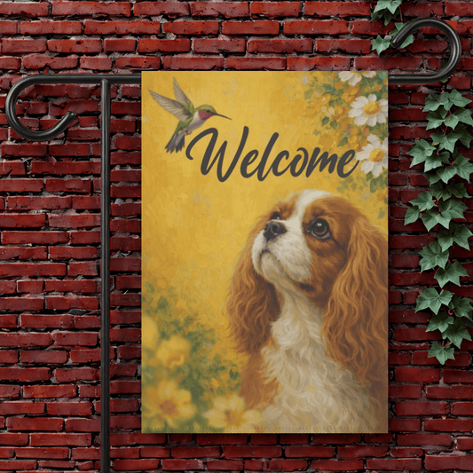 Personalized Cavalier Hummingbird Garden Flag 12'' × 18''