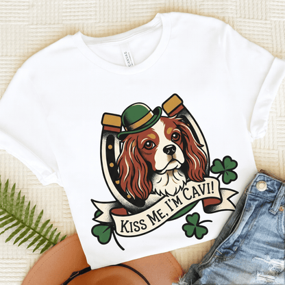 Personalized Cavalier Irish Kiss Me Unisex Tshirt White