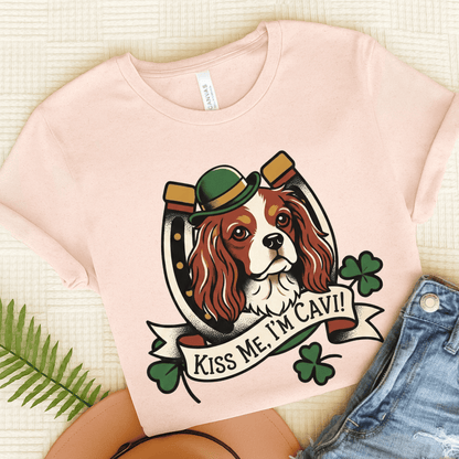 Personalized Cavalier Irish Kiss Me Unisex Tshirt Soft Pink