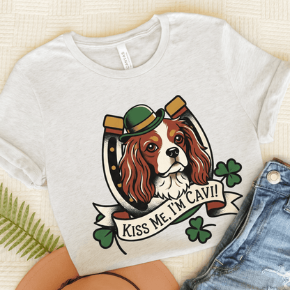 Personalized Cavalier Irish Kiss Me Unisex Tshirt Ash