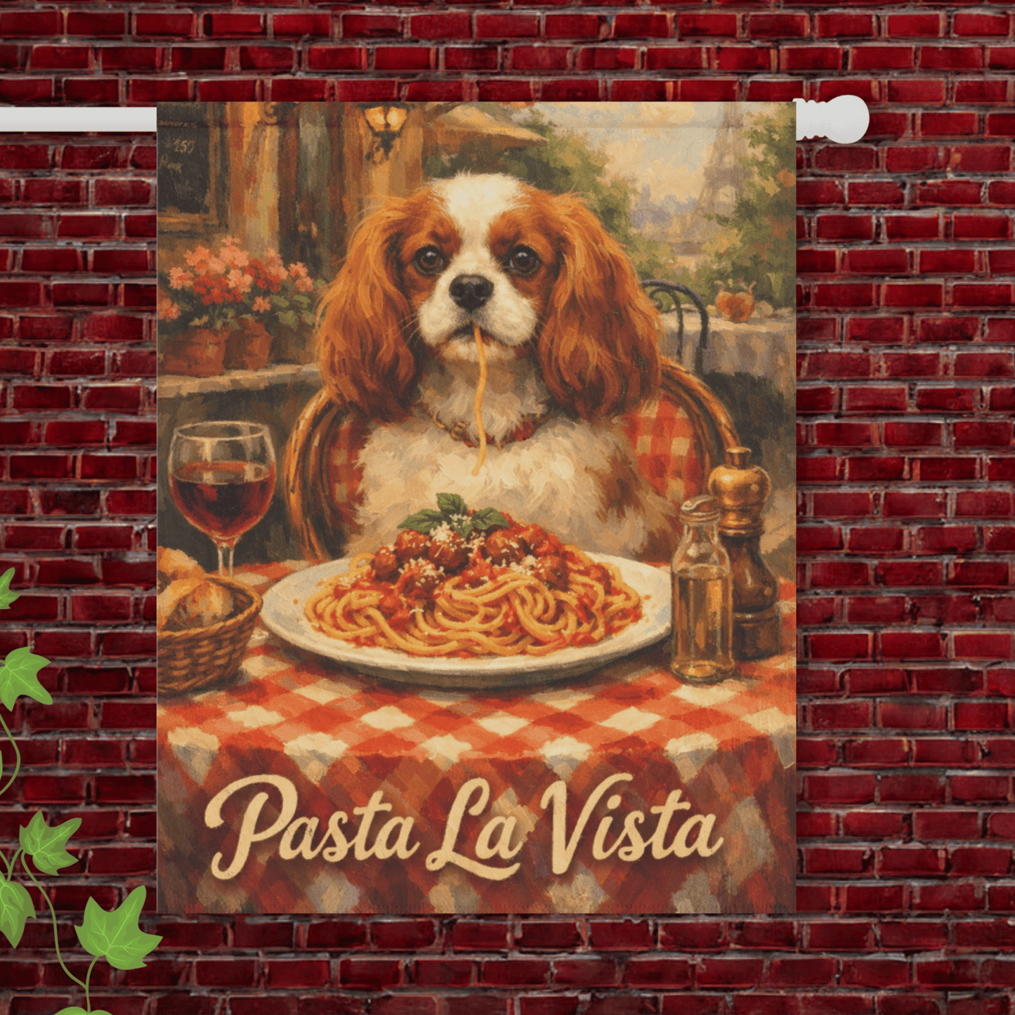 Personalized Cavalier Italy Pasta Garden Flag 24.5'' × 32''