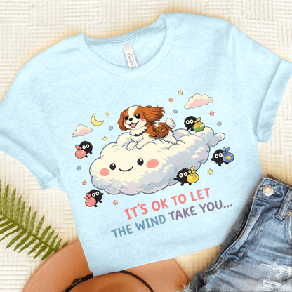 Personalized Cavalier Kawaii Travel Unisex TShirt Heather Ice Blue