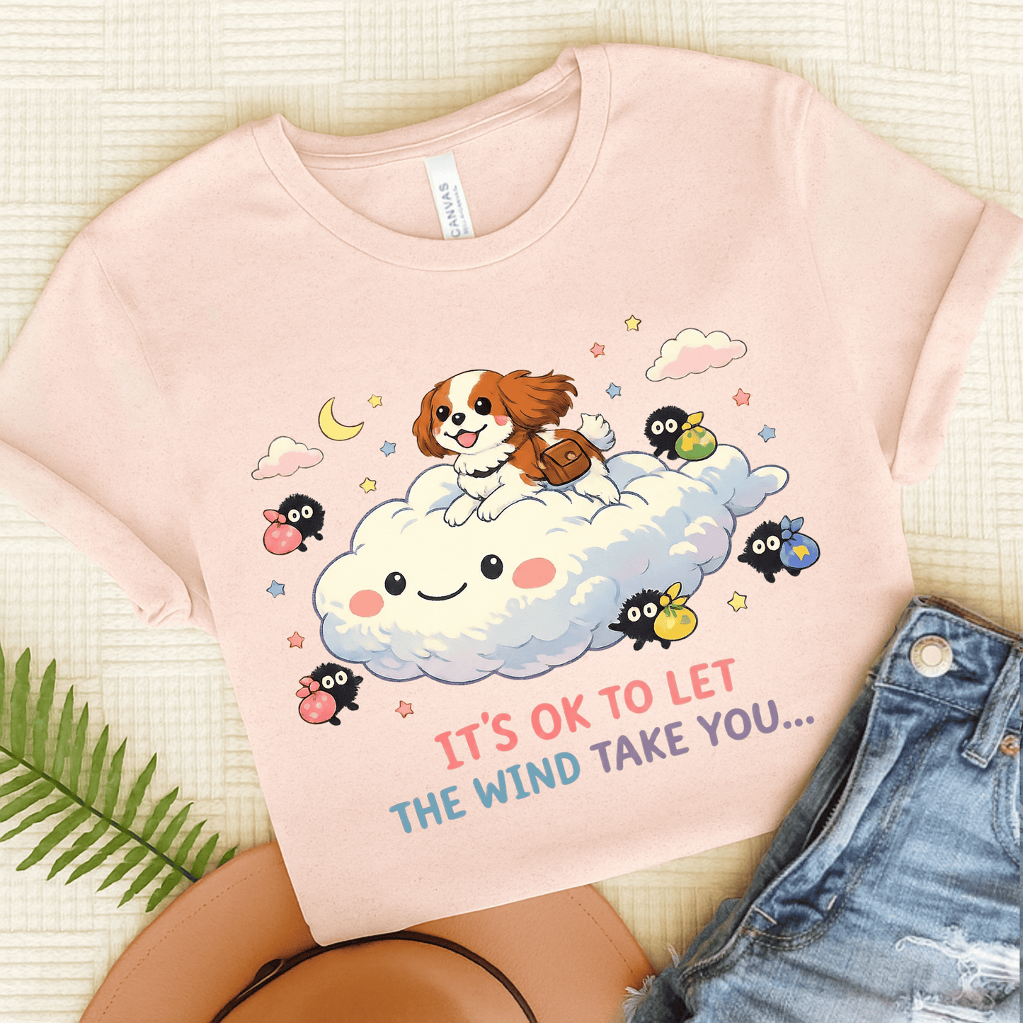Personalized Cavalier Kawaii Travel Unisex TShirt Soft Pink