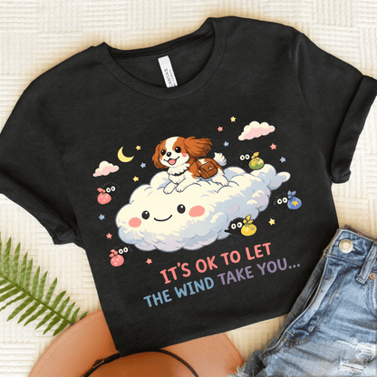Personalized Cavalier Kawaii Travel Unisex TShirt Dark Grey Heather