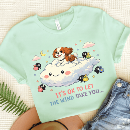 Personalized Cavalier Kawaii Travel Unisex TShirt Heather Mint