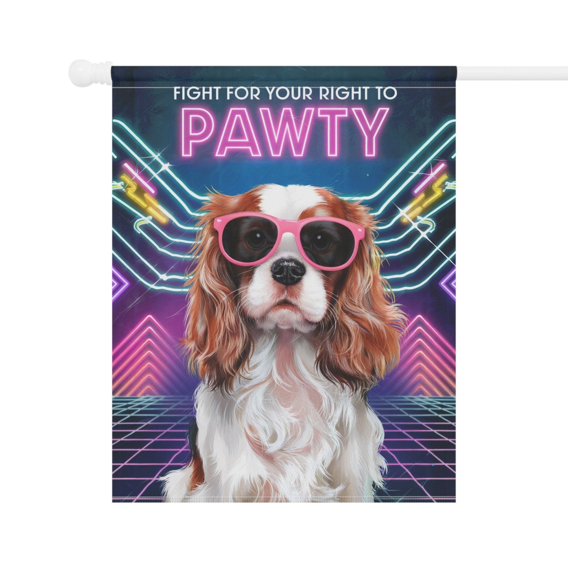 Printify Garden Flag Blenheim Cavalier King Charles 80s Party Garden Flag