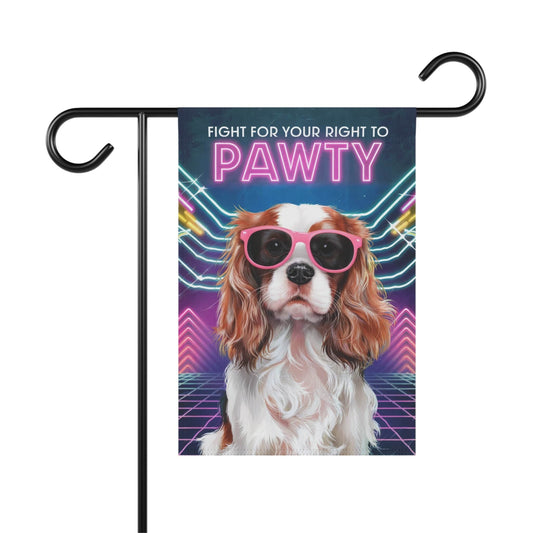 Printify Garden Flag Blenheim Cavalier King Charles 80s Party Garden Flag