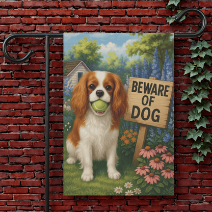 Printify Garden Flag 12'' × 18'' Blenheim Cavalier King Charles Beware Garden Flag