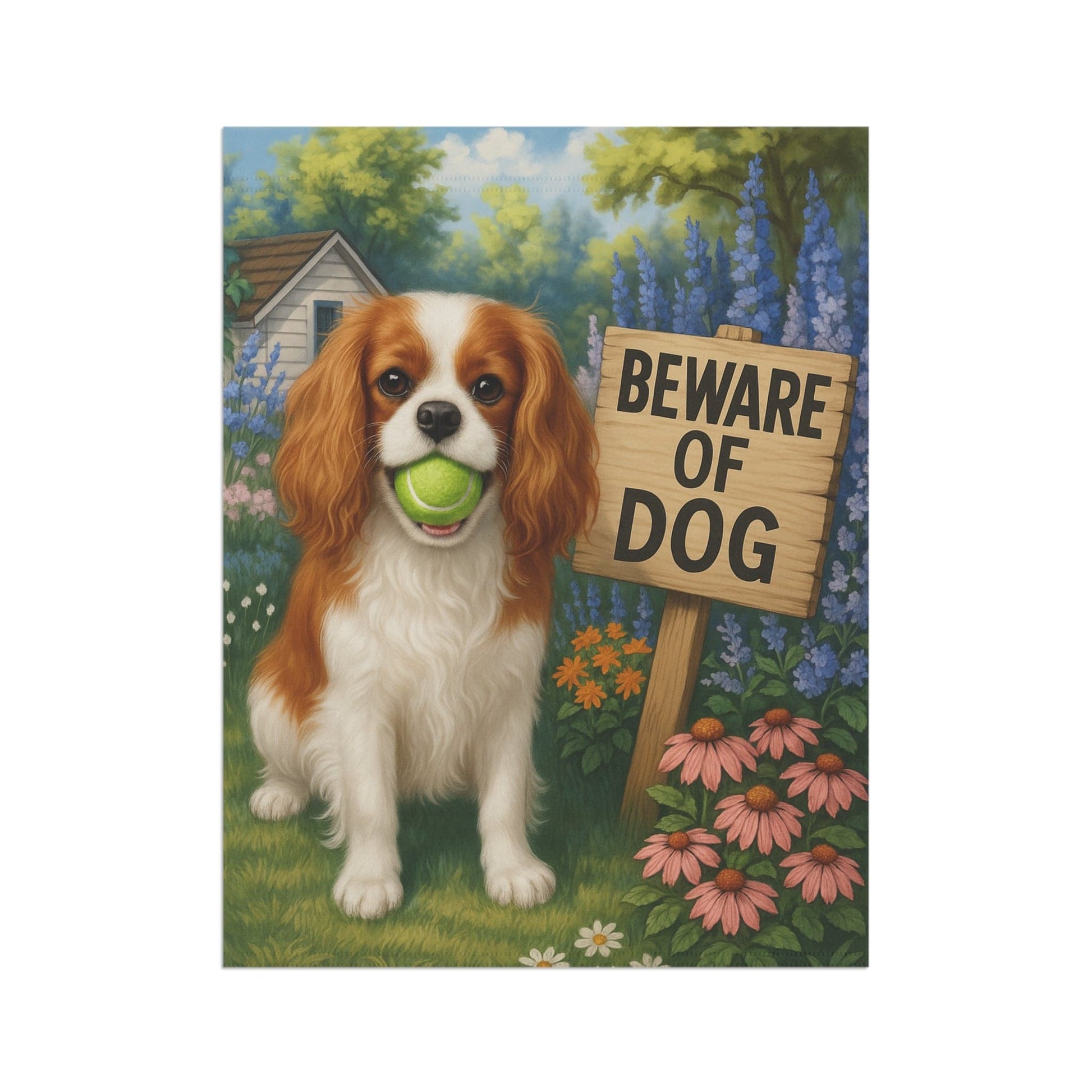 Printify Garden Flag Blenheim Cavalier King Charles Beware Garden Flag