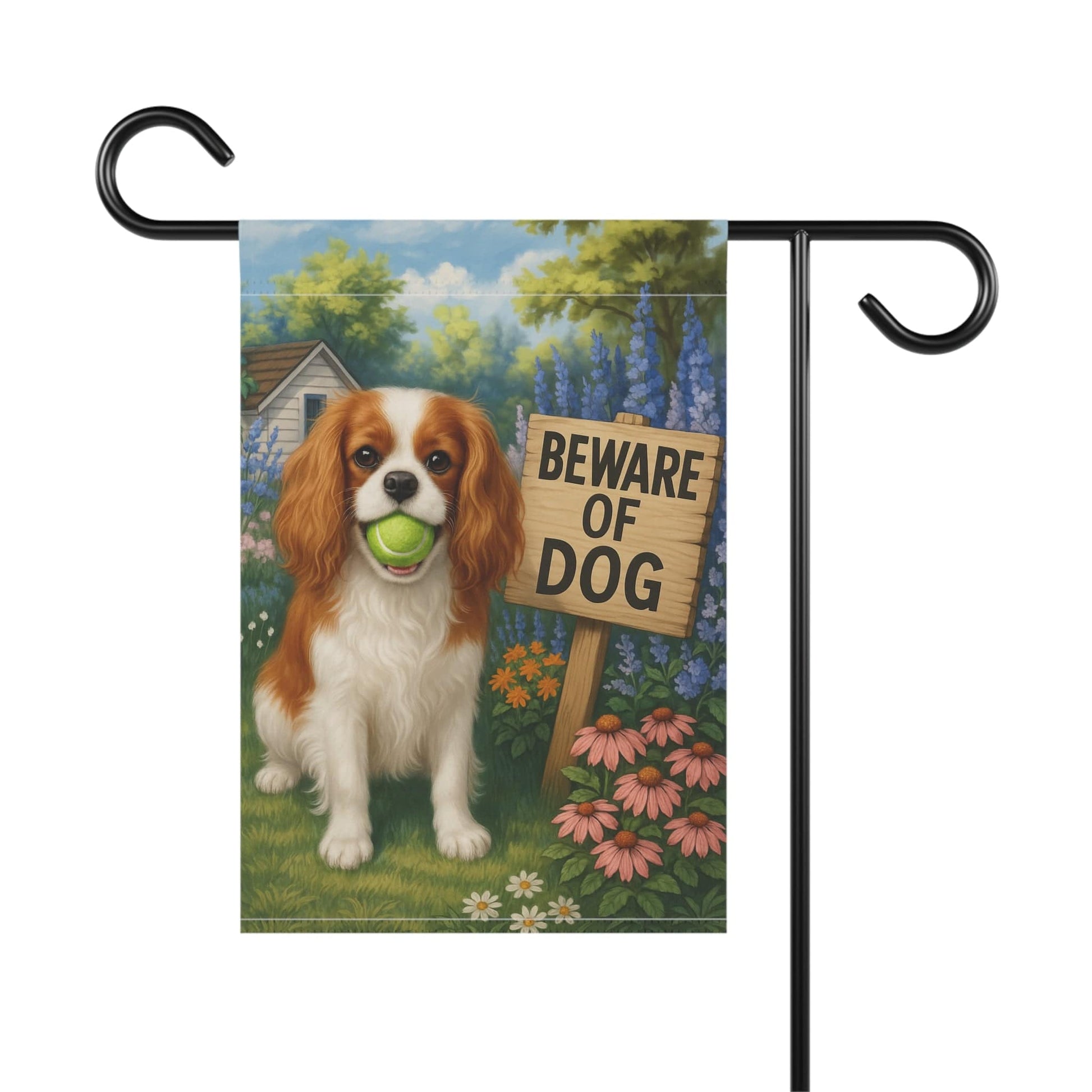 Printify Garden Flag Blenheim Cavalier King Charles Beware Garden Flag