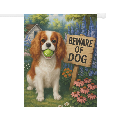 Printify Garden Flag Blenheim Cavalier King Charles Beware Garden Flag
