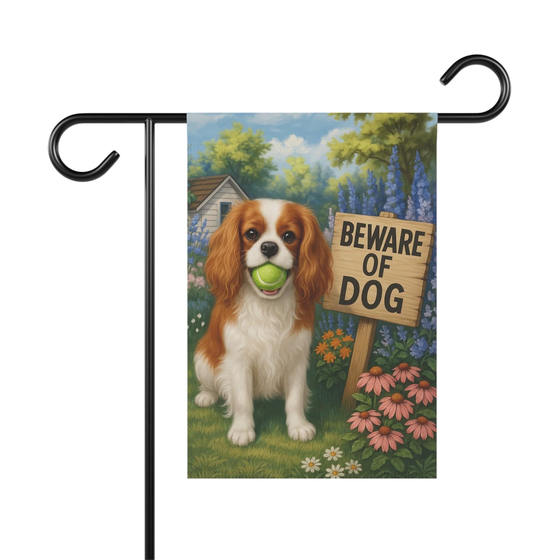 Printify Garden Flag Blenheim Cavalier King Charles Beware Garden Flag