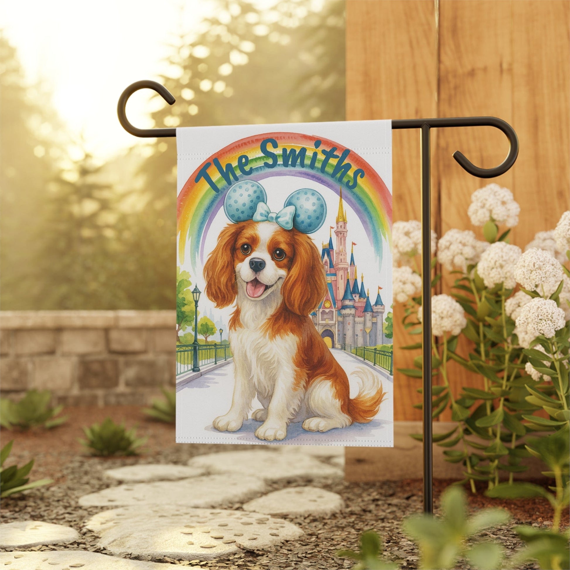 Printify Garden Flag Blenheim Cavalier King Charles Bulldog Magical Kingdom Garden Flag