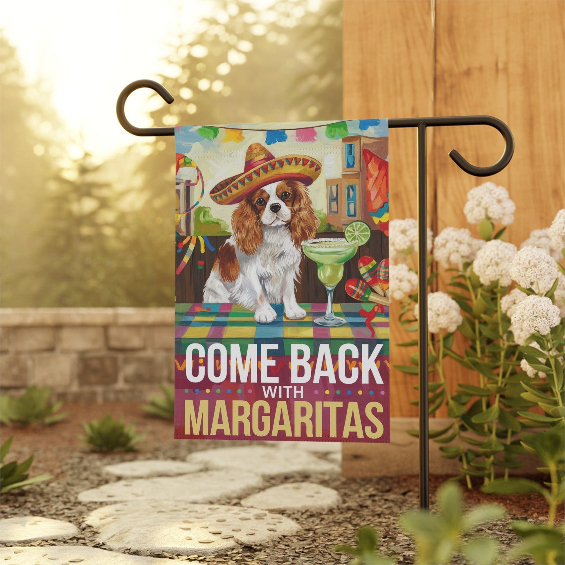 Printify Garden Flag Blenheim Cavalier King Charles Cinco de Mayo Garden Flag