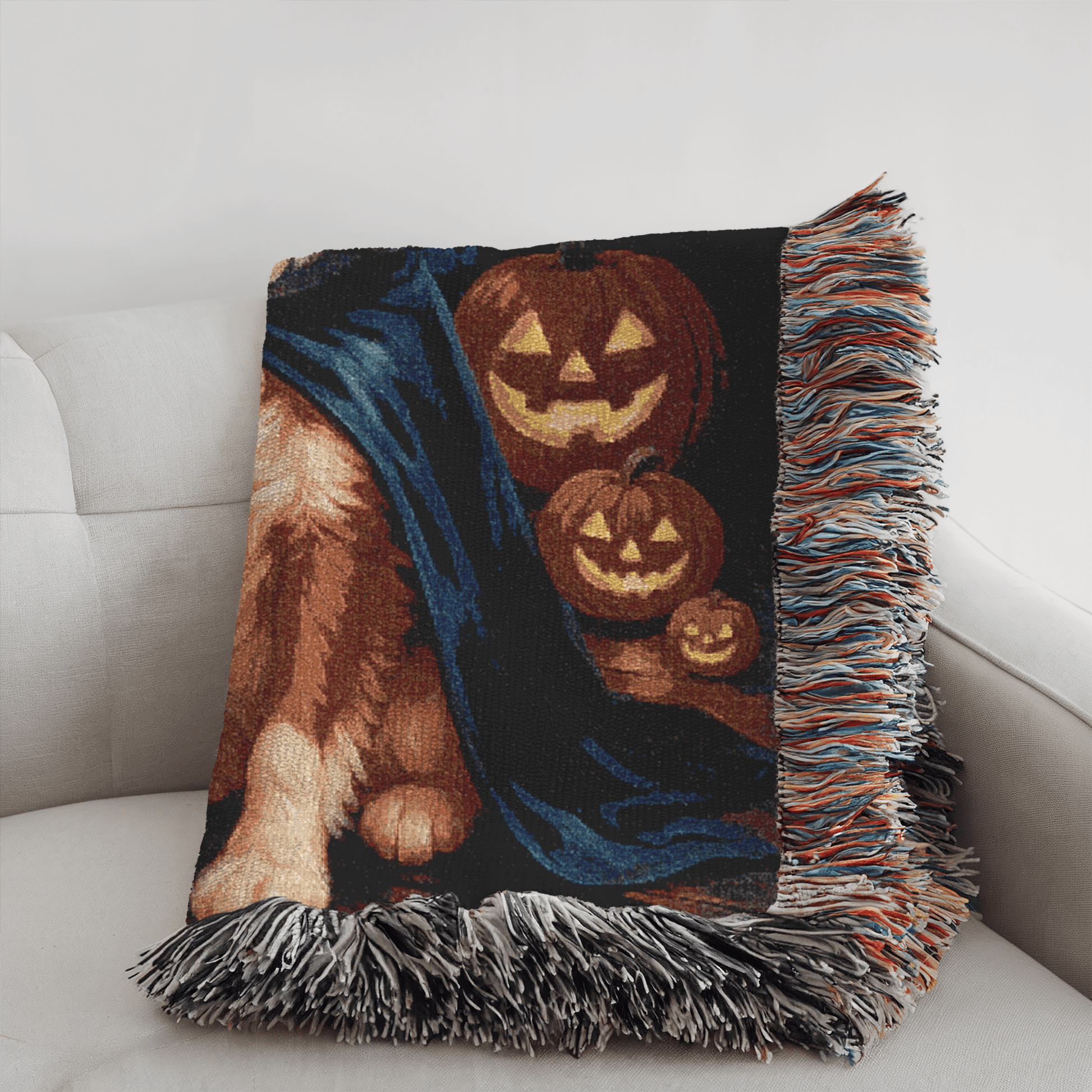 Printify Blanket Blenheim Cavalier King Charles Dog Halloween Woven Blanket