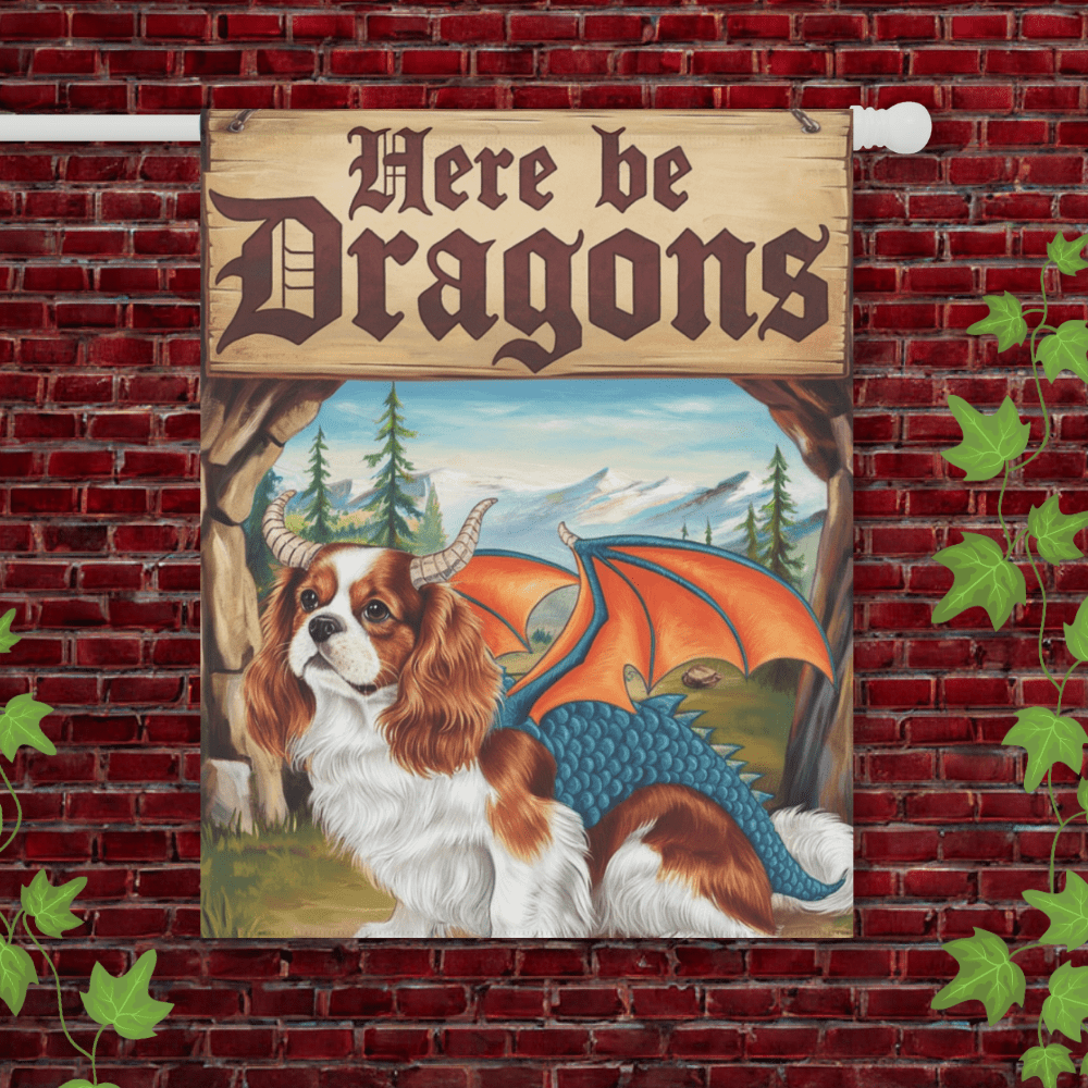 Printify Garden Flag 24.5'' × 32'' Blenheim Cavalier King Charles Dragon Garden Flag