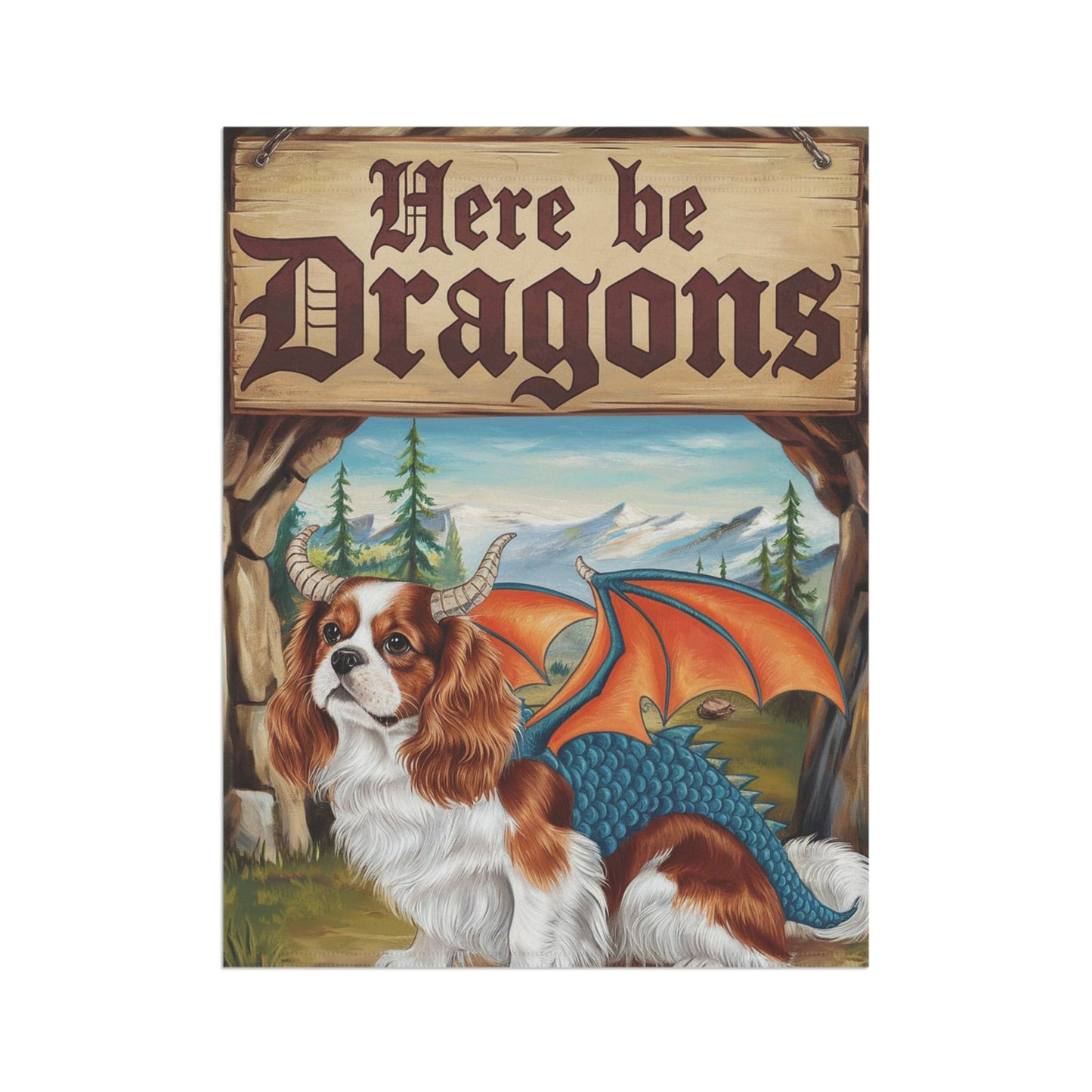 Printify Garden Flag Blenheim Cavalier King Charles Dragon Garden Flag