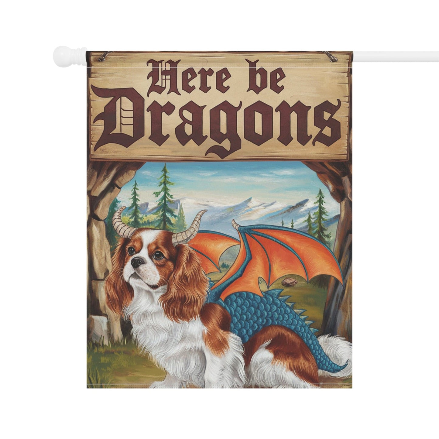 Printify Garden Flag Blenheim Cavalier King Charles Dragon Garden Flag
