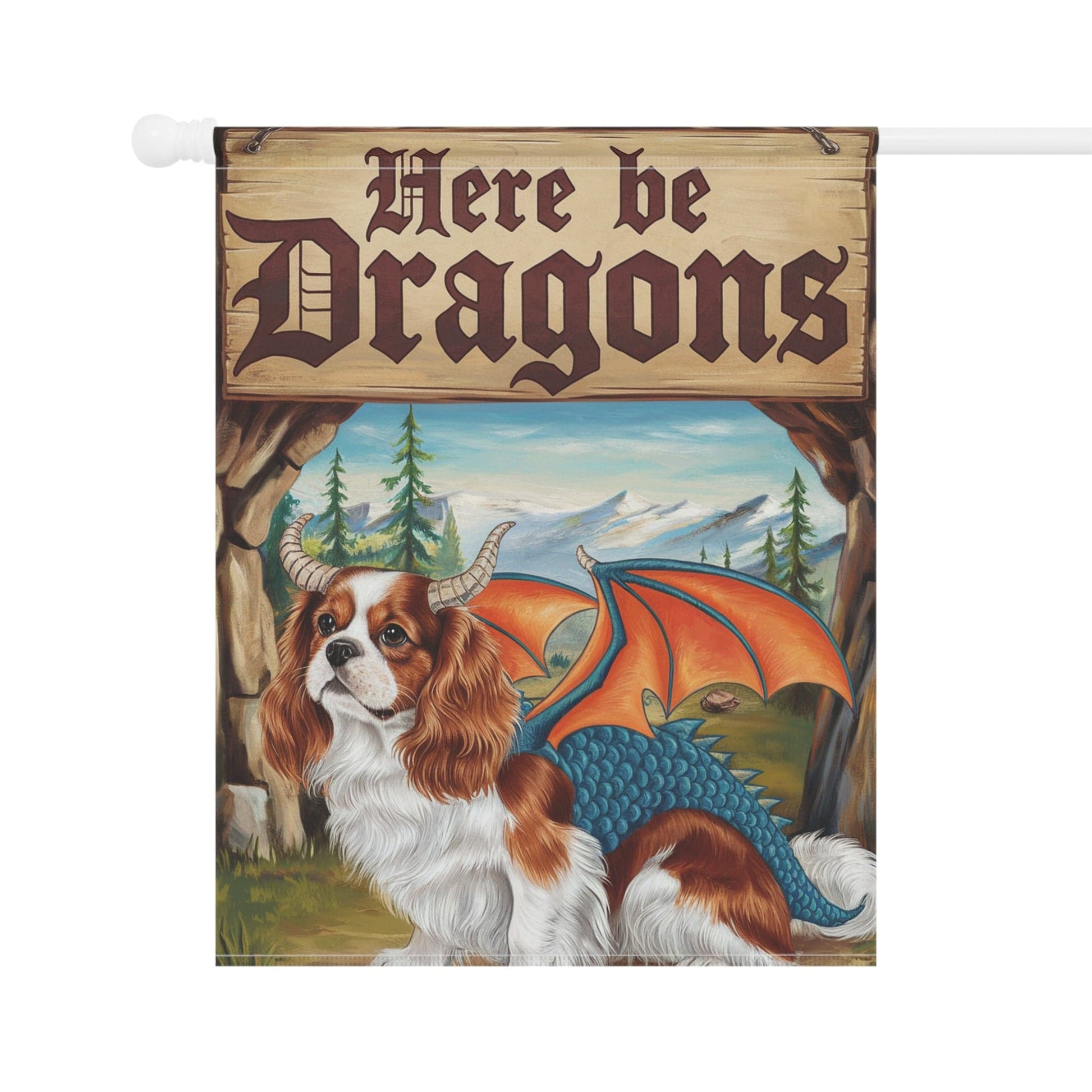 Printify Garden Flag Blenheim Cavalier King Charles Dragon Garden Flag