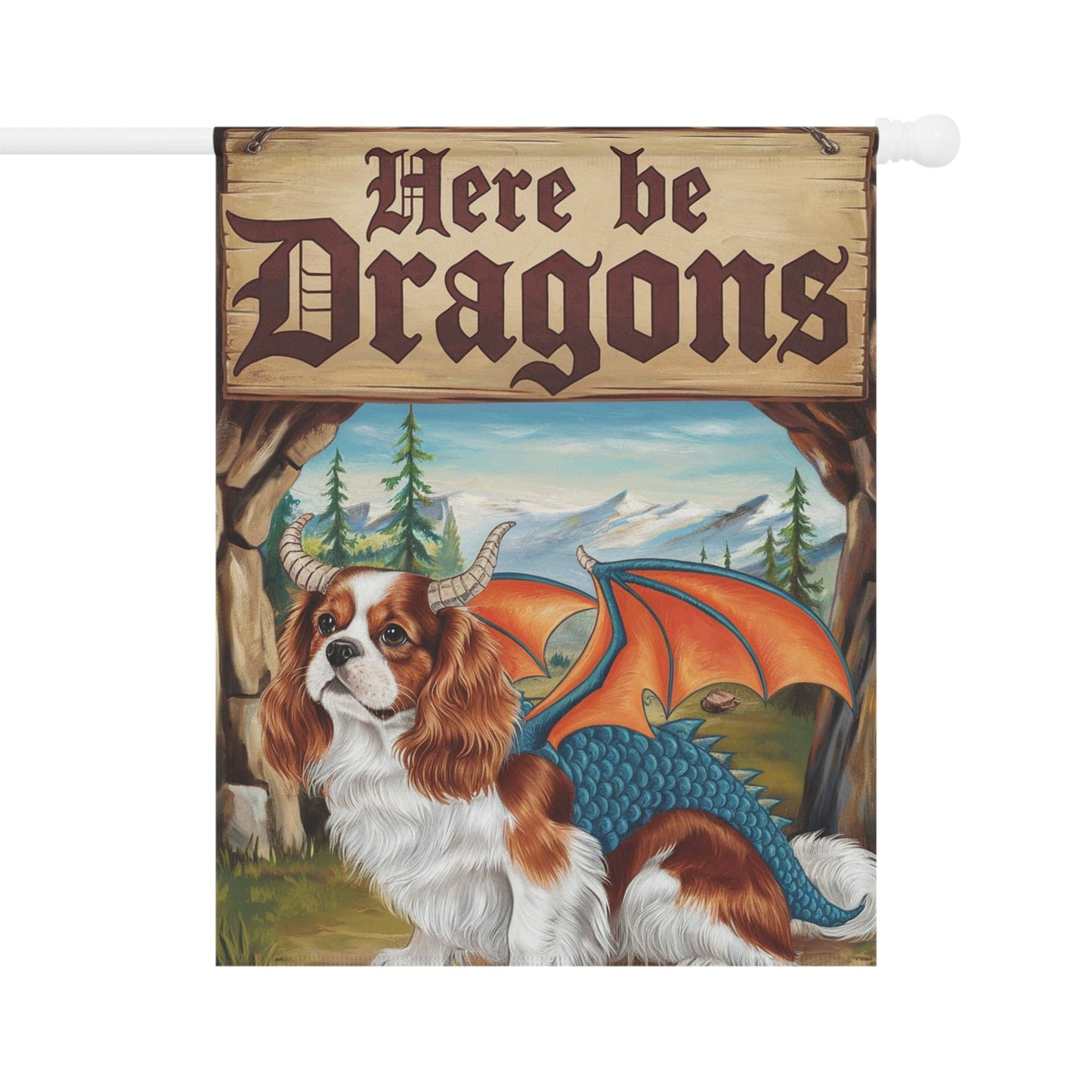 Printify Garden Flag Blenheim Cavalier King Charles Dragon Garden Flag
