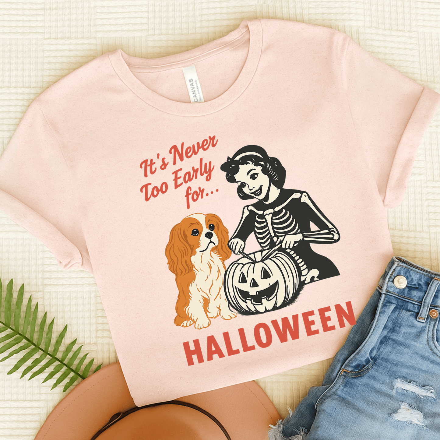 Printify T-Shirt Soft Pink / S Blenheim Cavalier King Charles Early Halloween TShirt