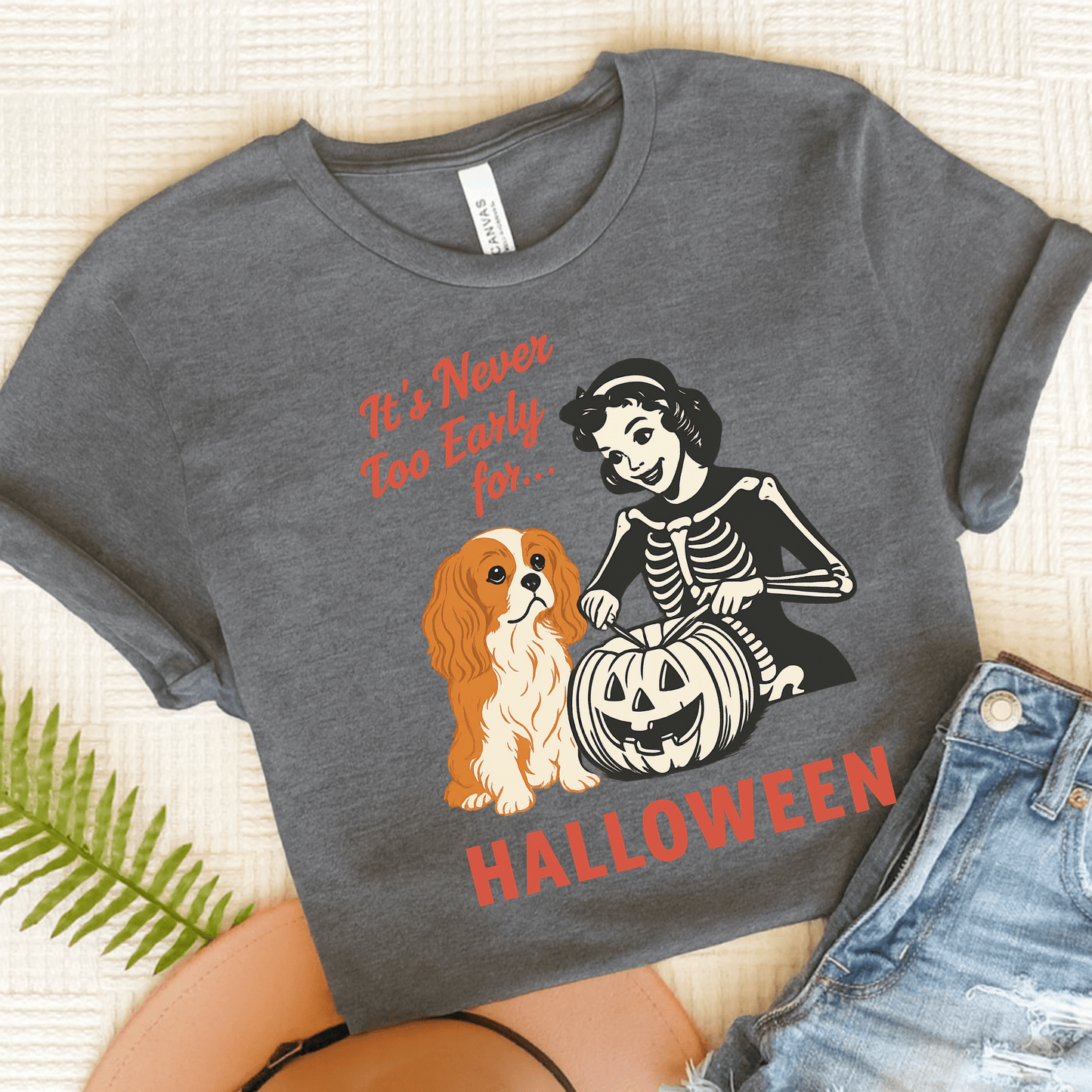 Printify T-Shirt Asphalt / S Blenheim Cavalier King Charles Early Halloween TShirt