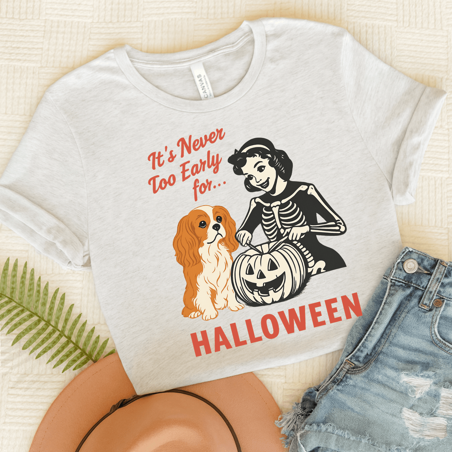Printify T-Shirt Ash / S Blenheim Cavalier King Charles Early Halloween TShirt