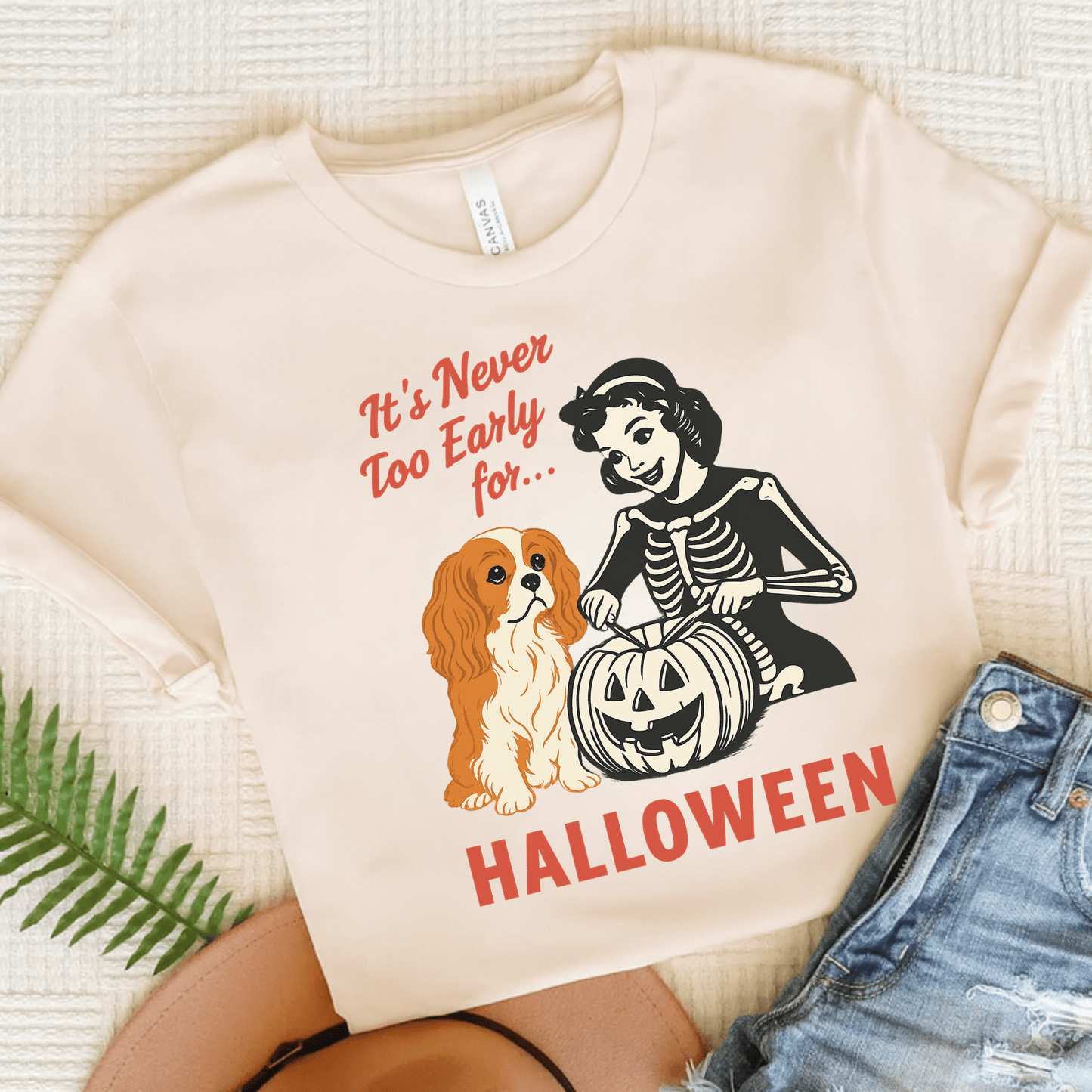 Printify T-Shirt Natural / S Blenheim Cavalier King Charles Early Halloween TShirt