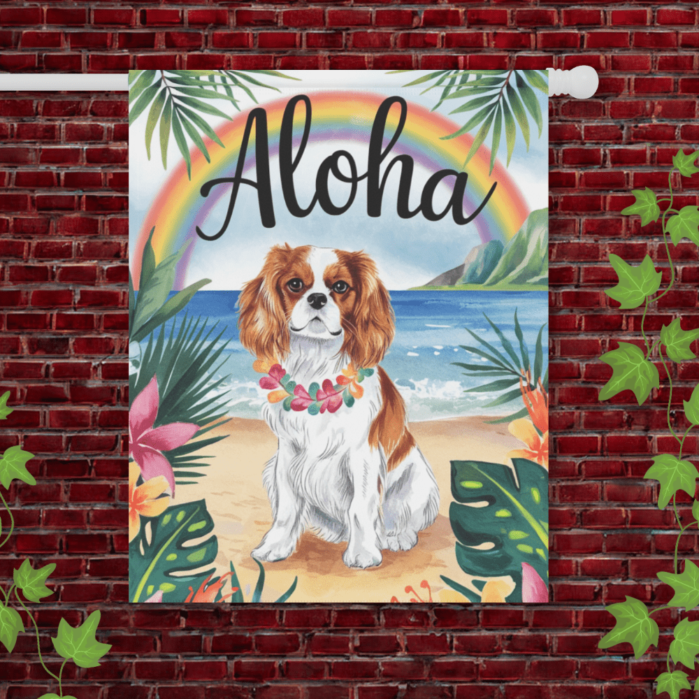 Printify Garden Flag 24.5'' × 32'' Blenheim Cavalier King Charles Hawaii Garden Flag