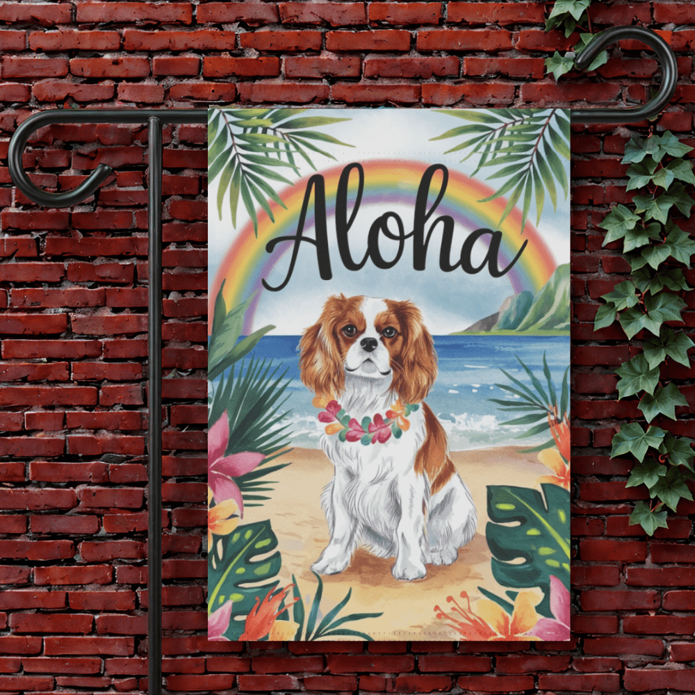 Printify Garden Flag 12'' × 18'' Blenheim Cavalier King Charles Hawaii Garden Flag