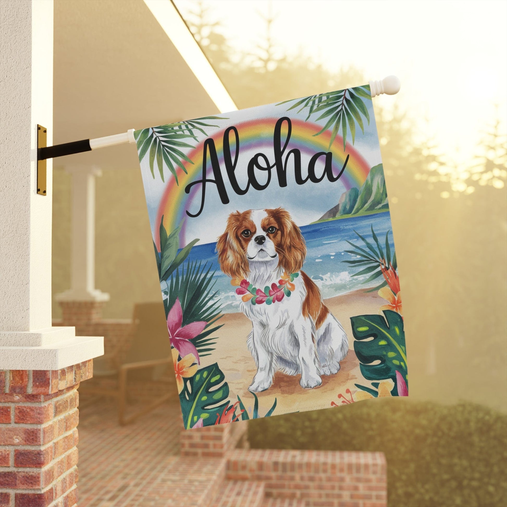 Printify Garden Flag Blenheim Cavalier King Charles Hawaii Garden Flag