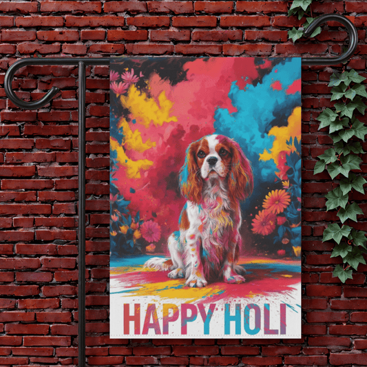 Printify Garden Flag 12'' × 18'' Blenheim Cavalier King Charles Holi Festival Garden Flag