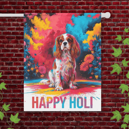Printify Garden Flag 24.5'' × 32'' Blenheim Cavalier King Charles Holi Festival Garden Flag