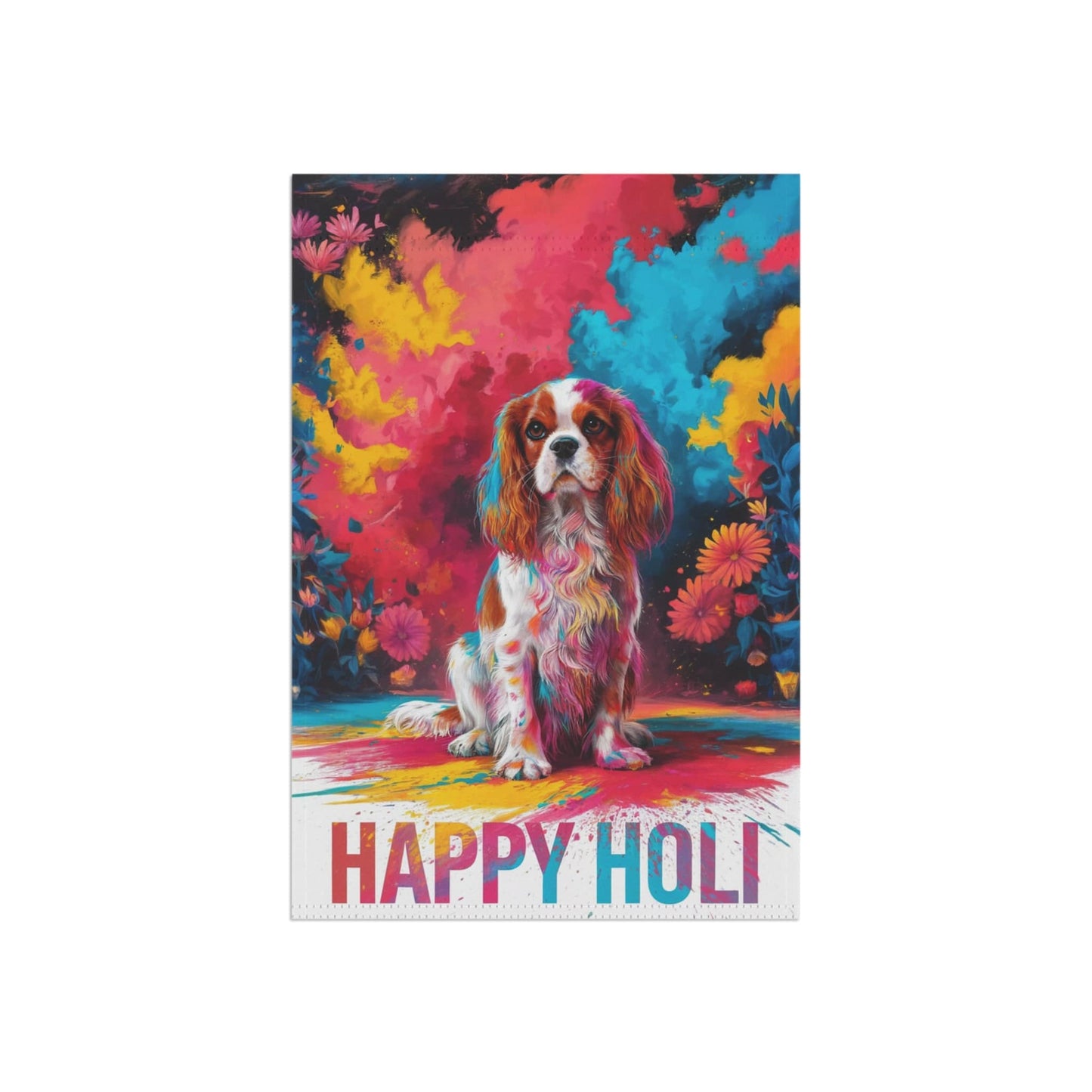 Printify Garden Flag Blenheim Cavalier King Charles Holi Festival Garden Flag