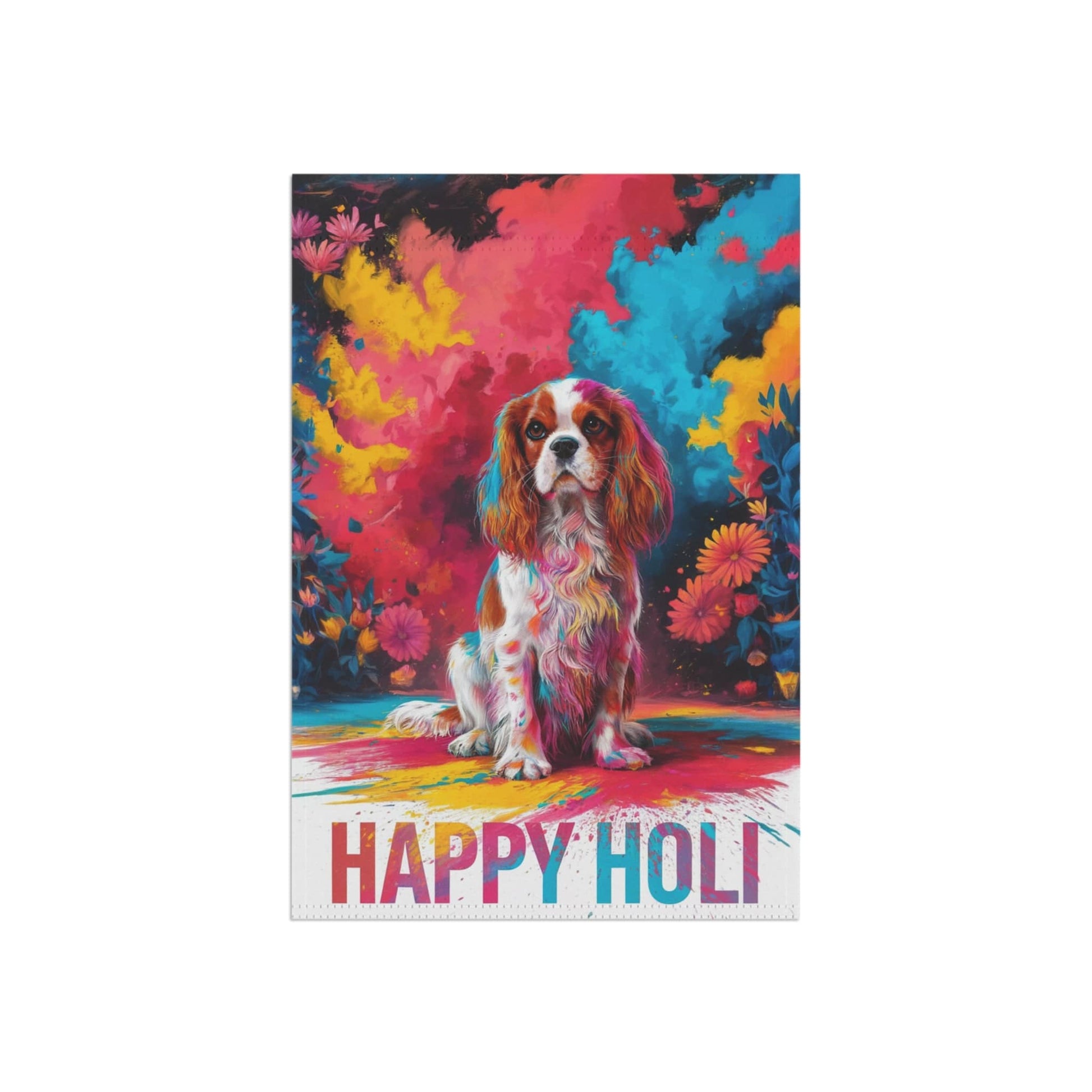 Printify Garden Flag Blenheim Cavalier King Charles Holi Festival Garden Flag