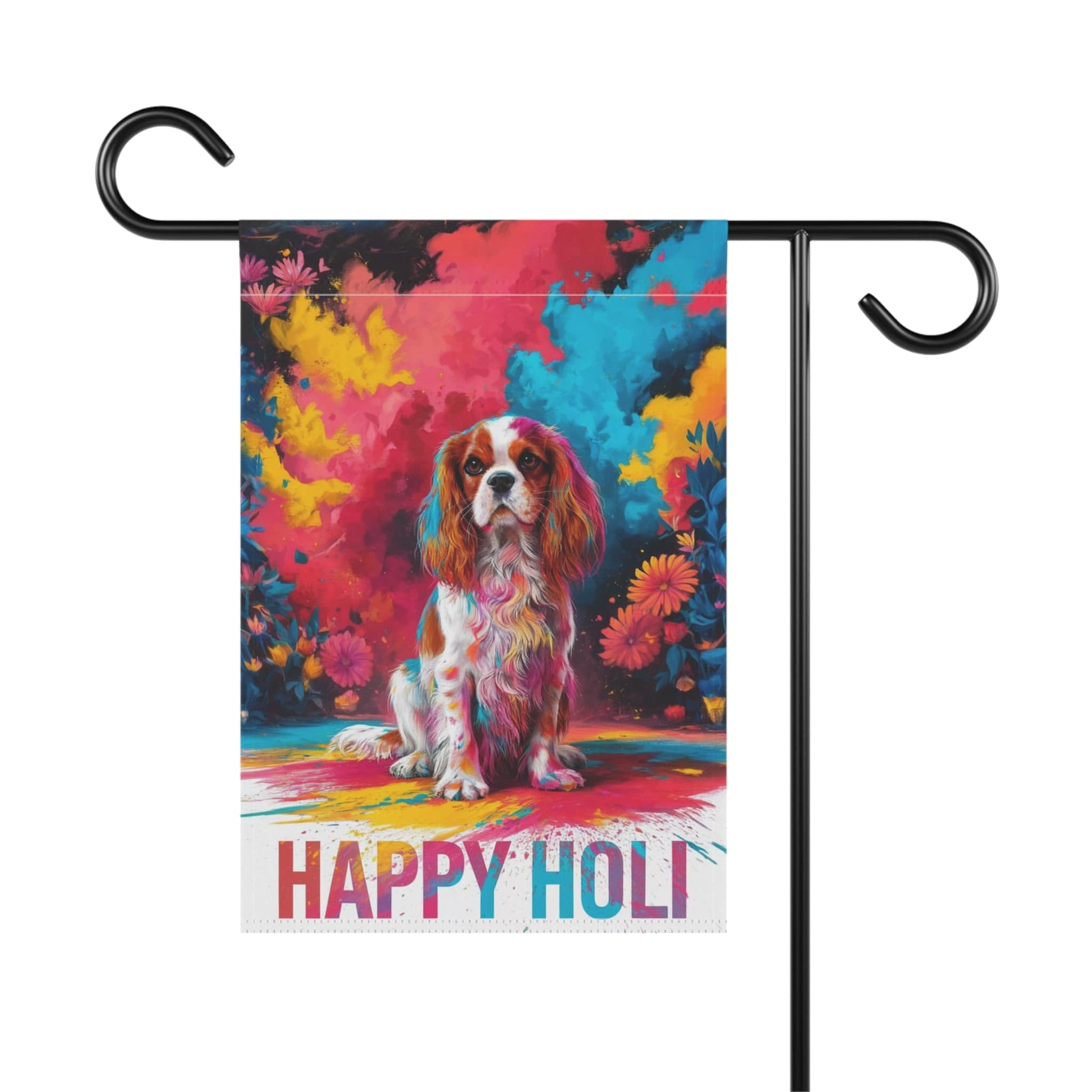Printify Garden Flag Blenheim Cavalier King Charles Holi Festival Garden Flag