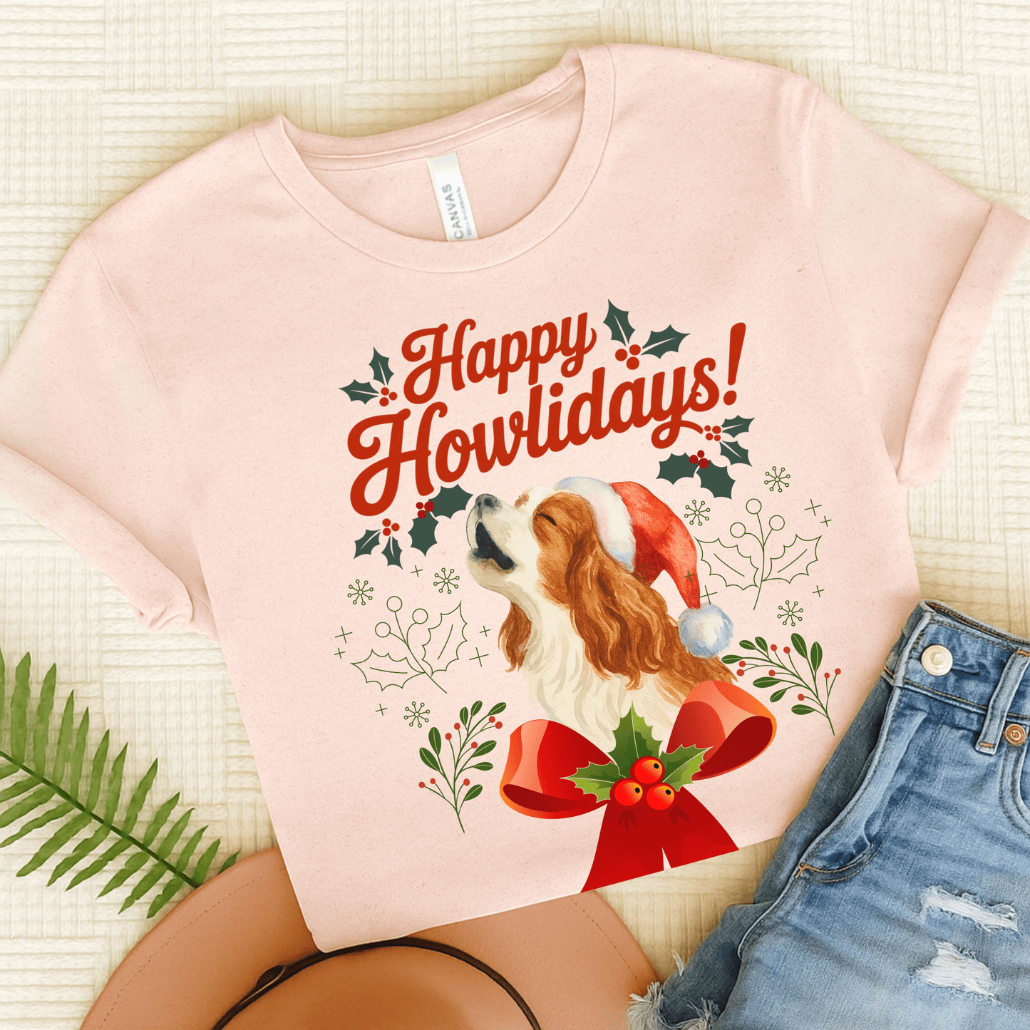Printify T-Shirt Soft Pink / S Blenheim Cavalier King Charles Howlidays TShirt