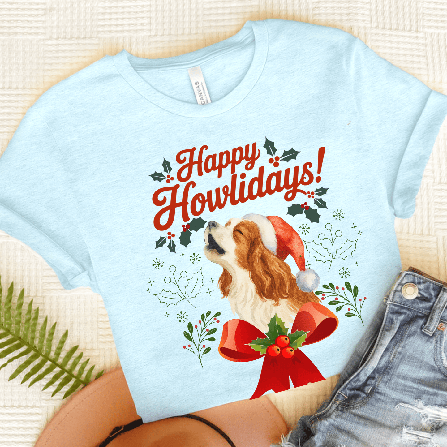 Printify T-Shirt Heather Ice Blue / S Blenheim Cavalier King Charles Howlidays TShirt