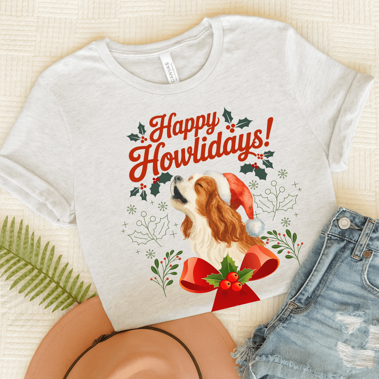 Printify T-Shirt Ash / S Blenheim Cavalier King Charles Howlidays TShirt