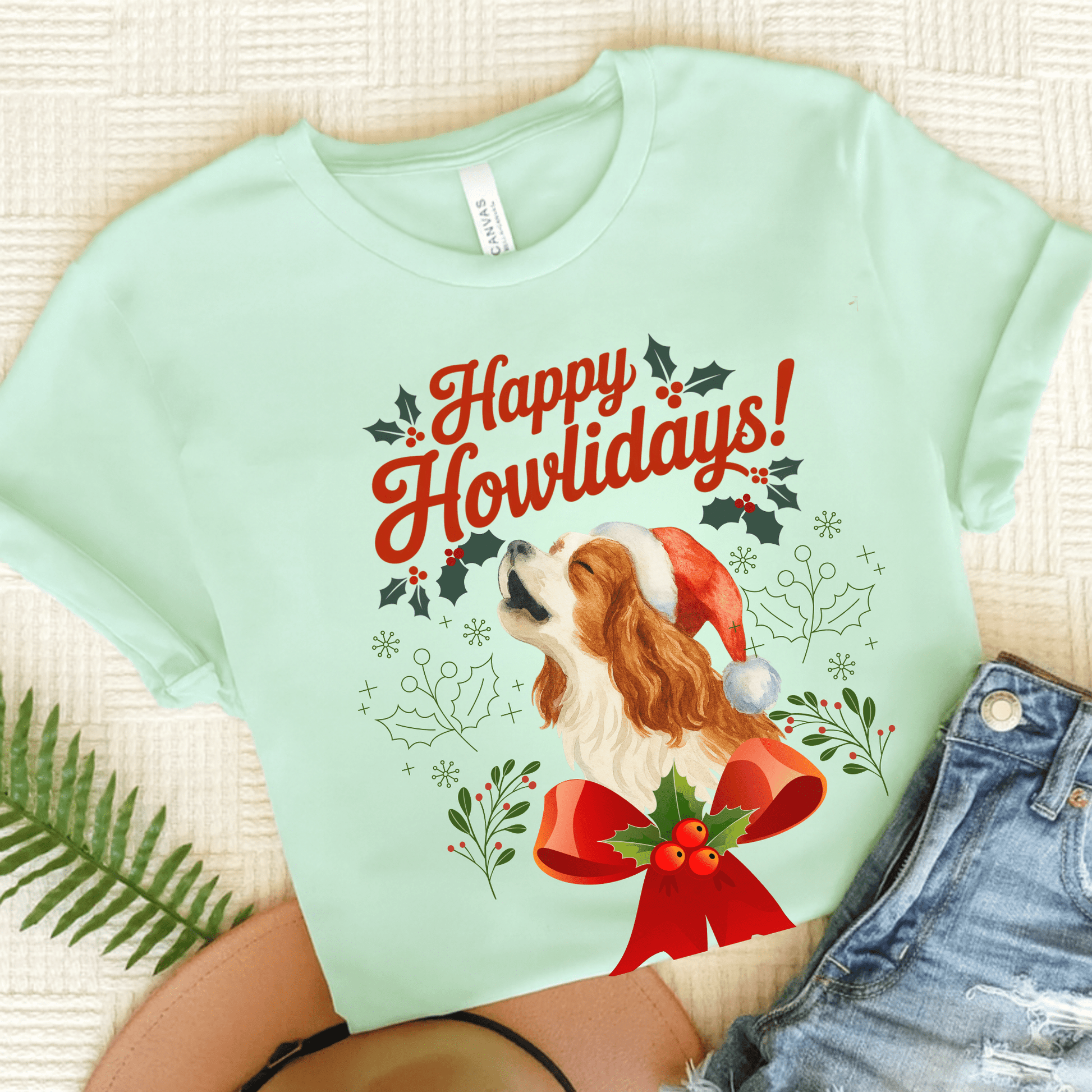 Printify T-Shirt Heather Mint / S Blenheim Cavalier King Charles Howlidays TShirt