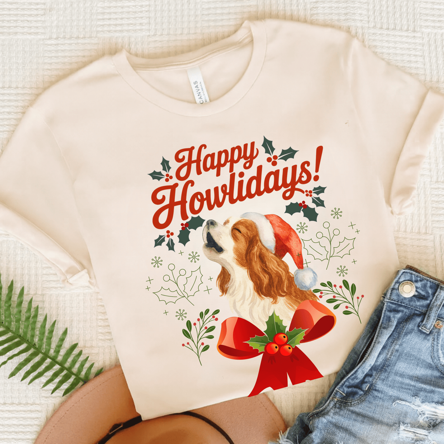 Printify T-Shirt Natural / S Blenheim Cavalier King Charles Howlidays TShirt