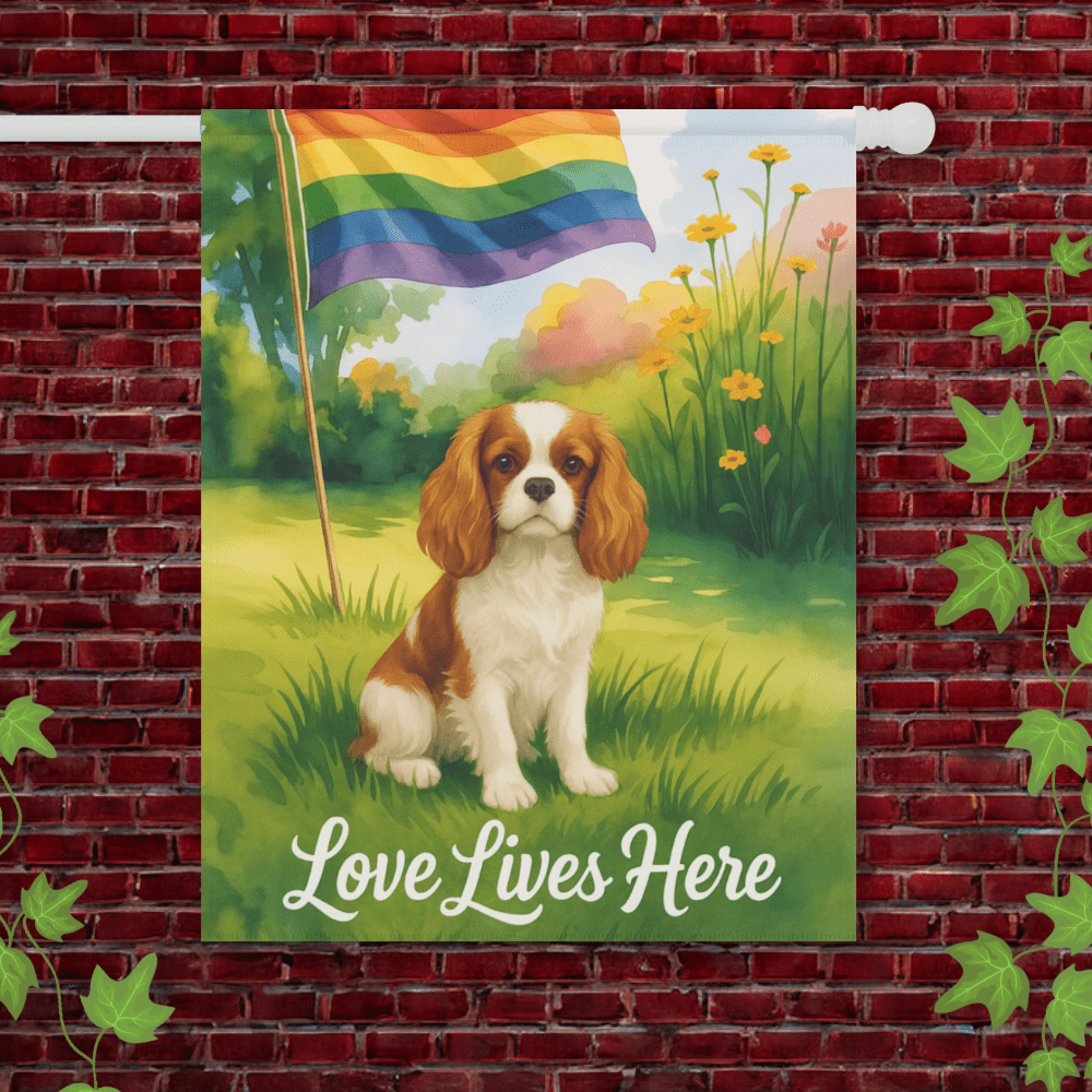 Printify Garden Flag 24.5'' × 32'' Blenheim Cavalier King Charles LGBTQ+ Garden Flag