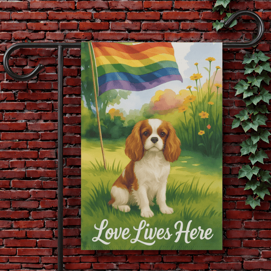 Printify Garden Flag 12'' × 18'' Blenheim Cavalier King Charles LGBTQ+ Garden Flag