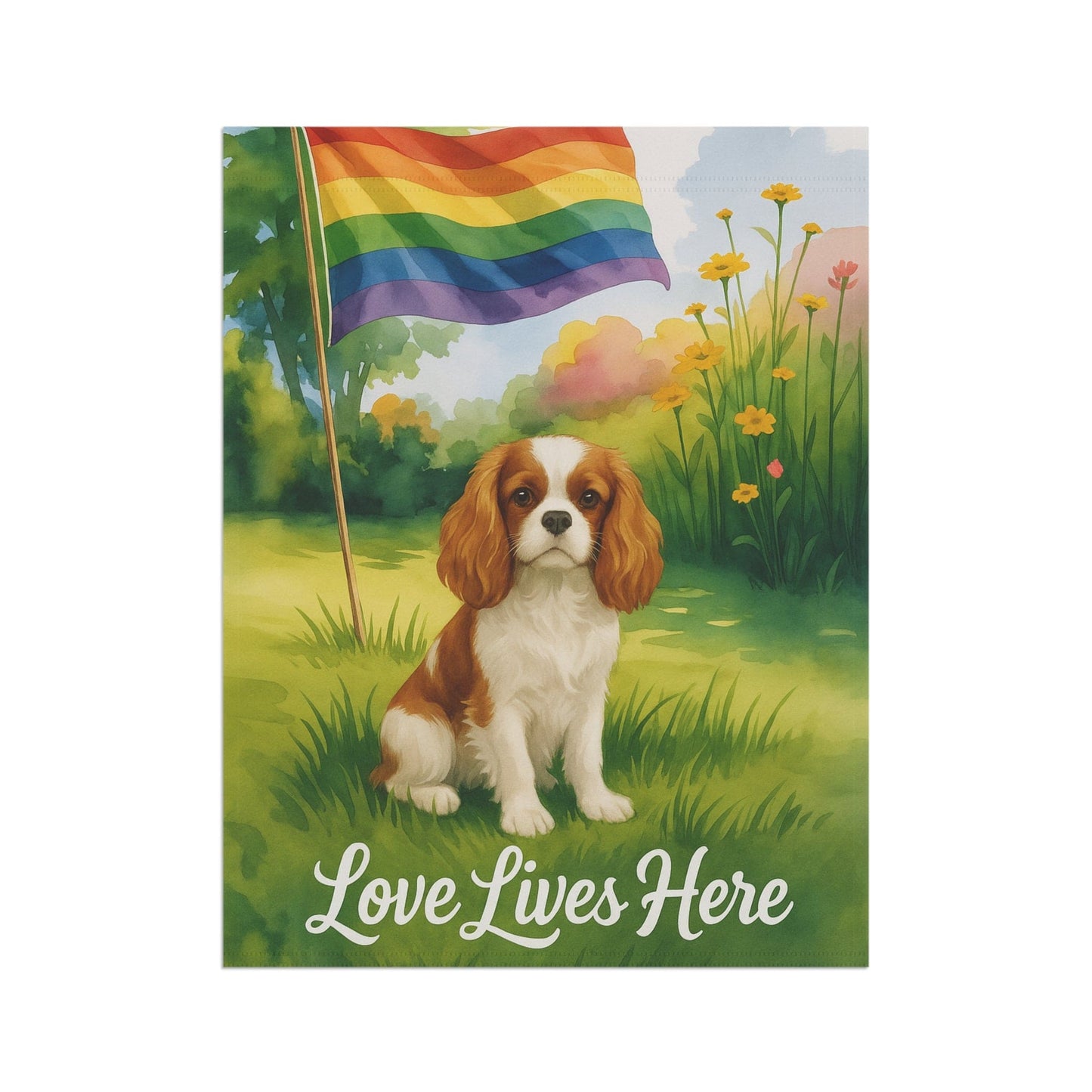 Printify Garden Flag Blenheim Cavalier King Charles LGBTQ+ Garden Flag