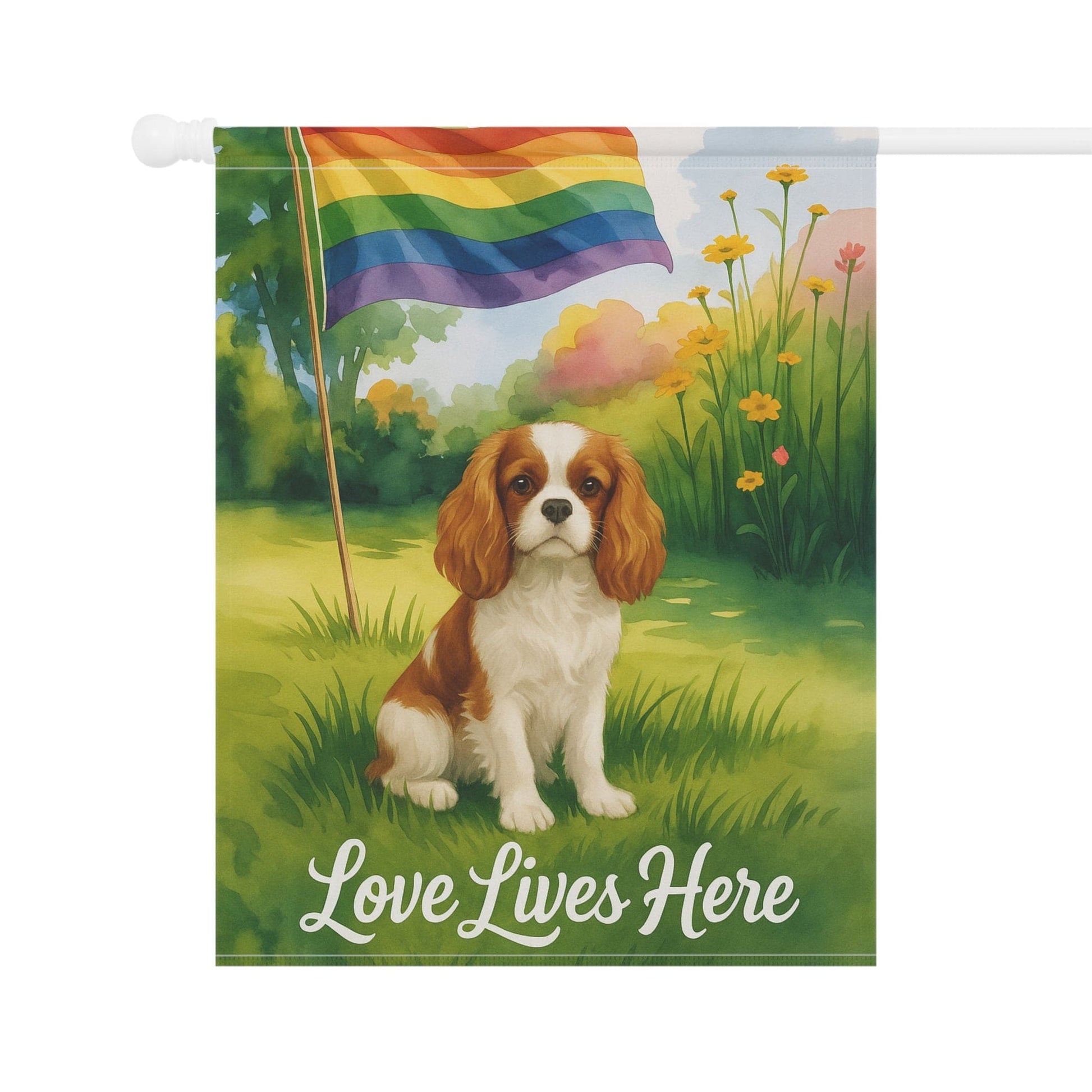 Printify Garden Flag Blenheim Cavalier King Charles LGBTQ+ Garden Flag