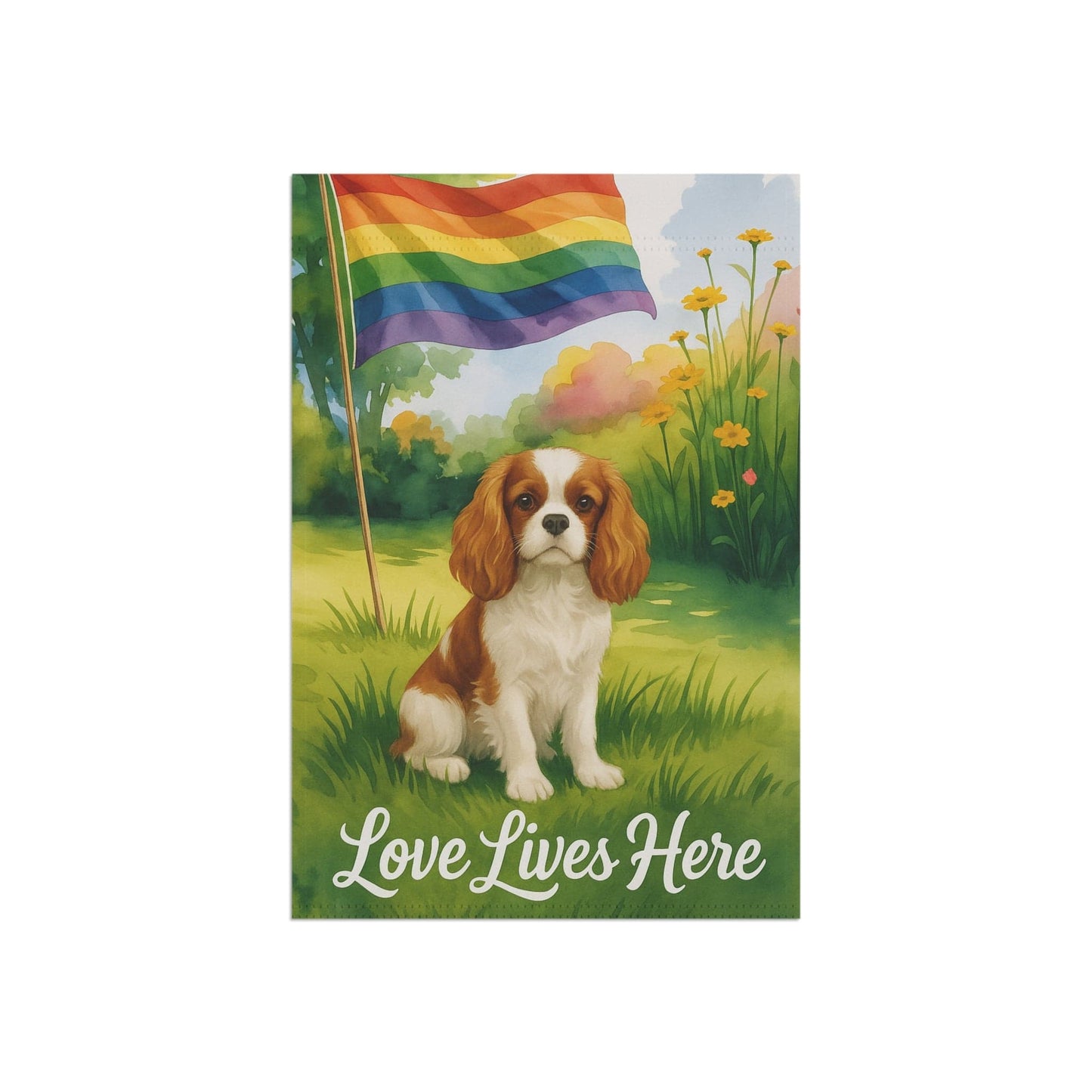 Printify Garden Flag Blenheim Cavalier King Charles LGBTQ+ Garden Flag