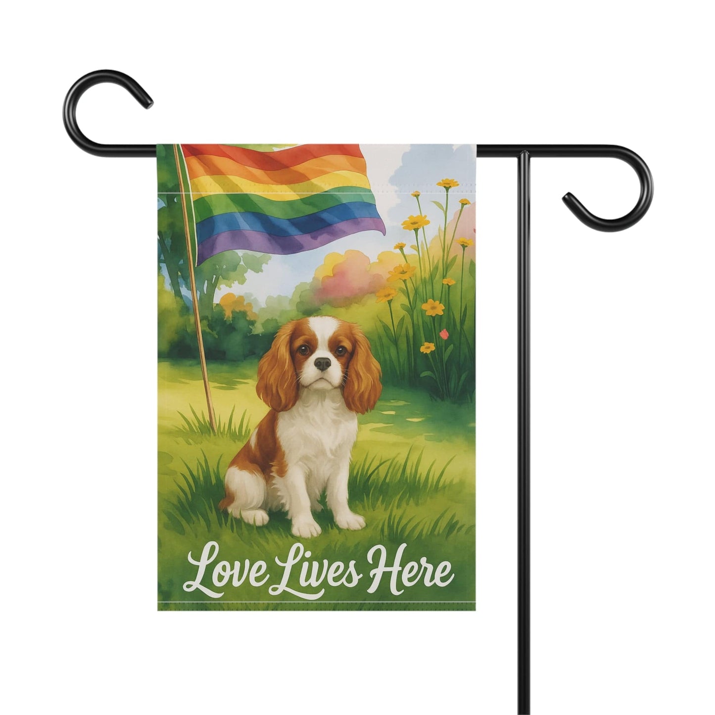 Printify Garden Flag Blenheim Cavalier King Charles LGBTQ+ Garden Flag