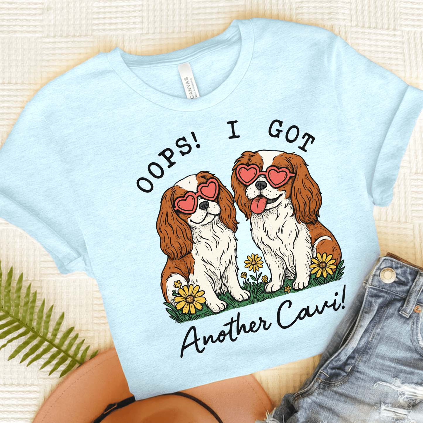 Printify T-Shirt Heather Ice Blue / S Blenheim Cavalier King Charles Oops TShirt